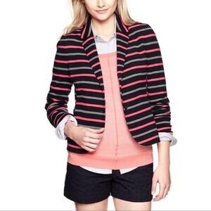 GAP The Academy Blazer Striped Navy Neon Coral Knit Size 2 Academia Preppy